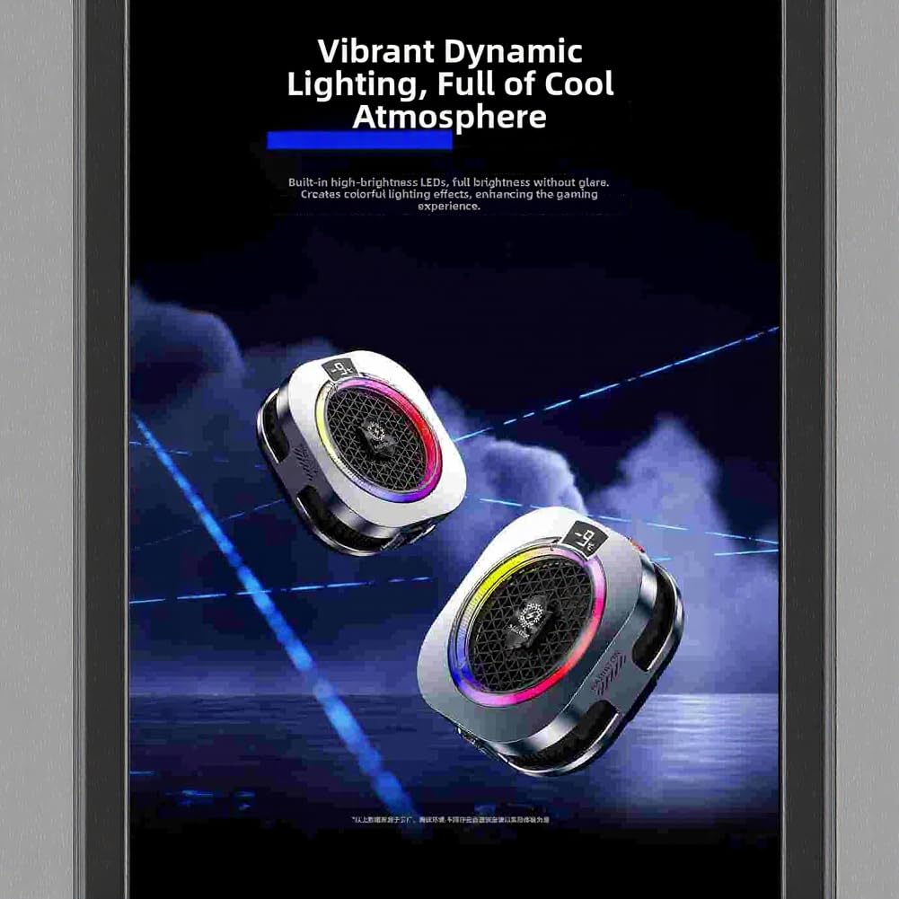 Phone Cooler, TH16 Pro Semiconductor Cooling Fan with AI Temp Control, 5 Modes Dual Display for Gaming
